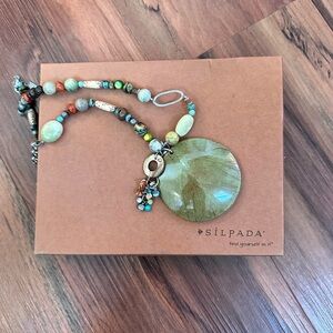 Silpada Green and Brown Pendant Necklace with Beaded Accents